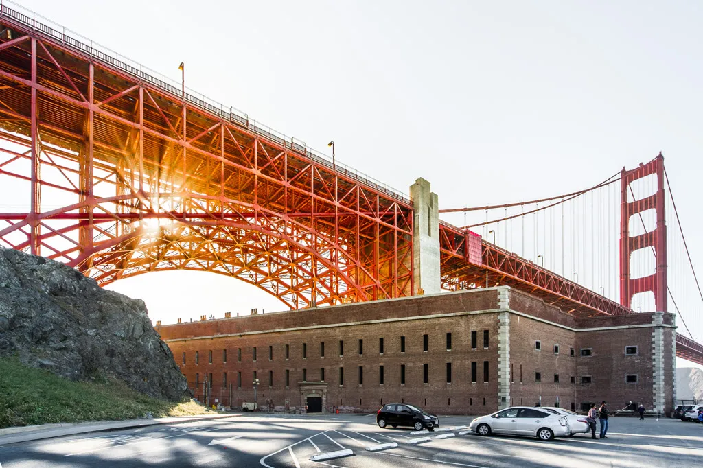 The Golden Gate Bridge in San Francisco, California at sunset
